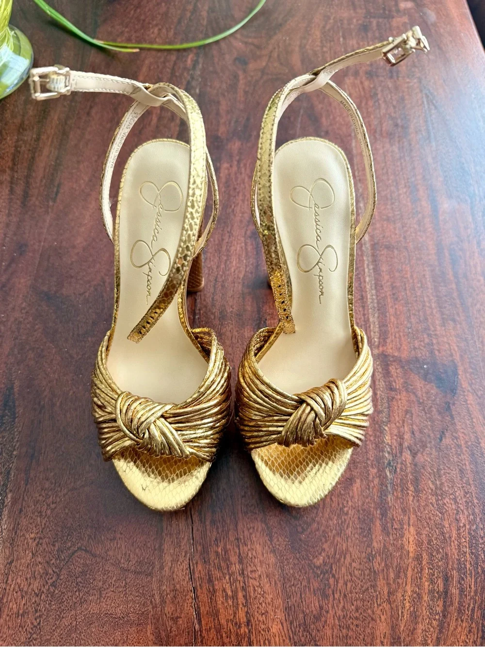 Jessica Simpson Immie Gold Platform Sandals - Women's Dress Heels